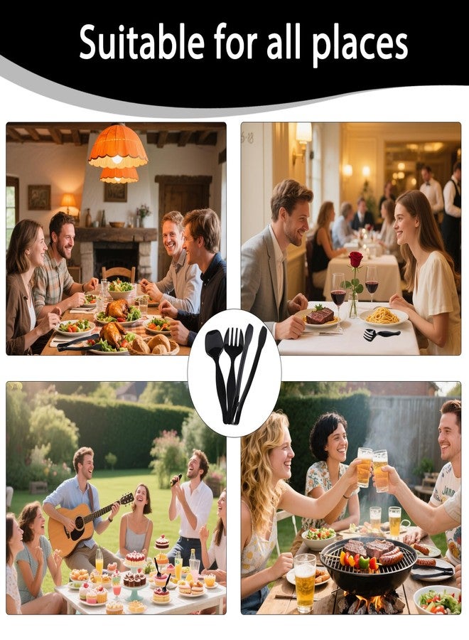 BUWUSMU 75 Pcs Plastic Serving Utensils, Disposable Black Heavy Duty Serving Spoons, Forks, and Tongs for Parties, Buffets, Banquets, Weddings, Birthdays, and Daily Use - Image 5