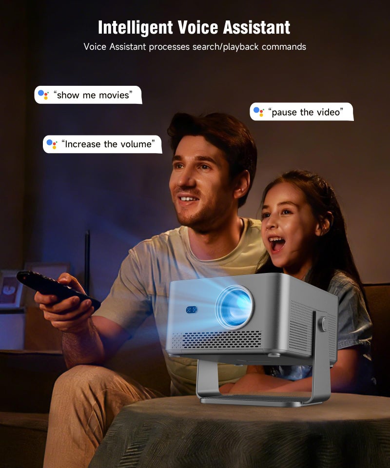 Magcubic 4K Smart Projector with WiFi and Bluetooth, 800 ANSI, TV Stick Built-in, Auto Focus & Keystone, Voice Control, 180Â° Rotatable Portable Movie Proyector for Home Theater Outdoor Bedroom - Image 3