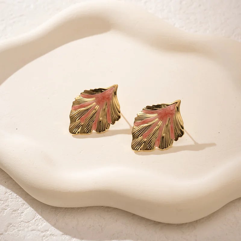 Golden Pink Stainless Steel Earring