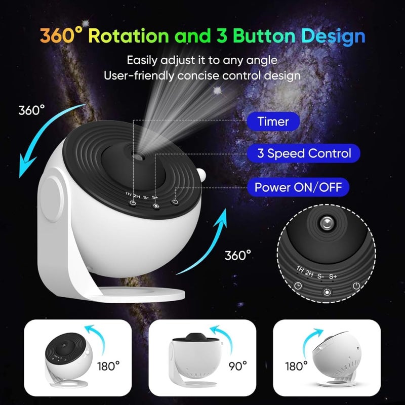 DIGI CORE 12-In-1 Galaxy Projector For Bedroom Star Projector Galaxy Light Adjustable Knob 12 Film Discs Planetarium Projector For Kids And Adults 360° Rotating Galaxy Projector Night Light Table Lamp - Image 4