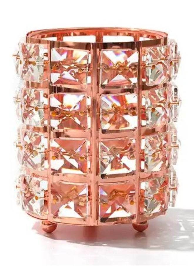 daroge - Multifunctional Luxury Diamond Bling Glitter Cylinder Crystal Makeup Brush Holder Golden - Image 1