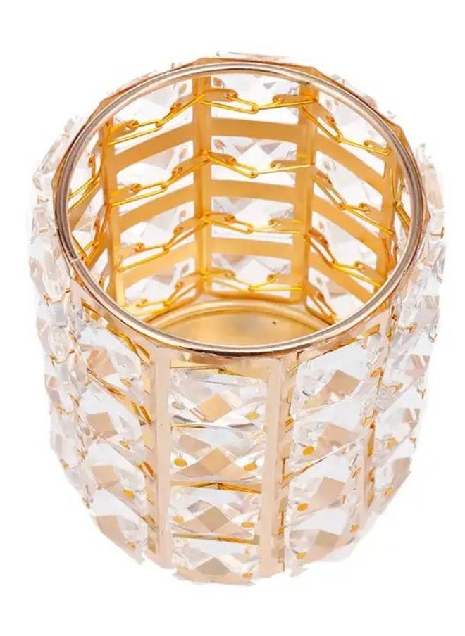 daroge - Multifunctional Luxury Diamond Bling Glitter Cylinder Crystal Makeup Brush Holder Golden - Image 1