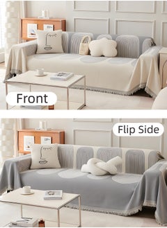 CHHQLZS Sofa Cover, Sofa Slipcover with Tassel Edges, Full Coverage Jacquard Chenille Sofa Cover 180*180cm  - Image 2