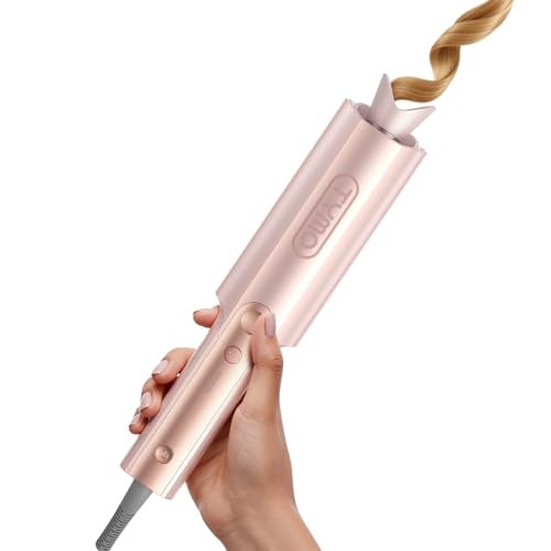 TYMO Upgraded Automatic Rotating Curling Iron - TYMO CurlPro Plus Long Barrel Curling Wand for Long Hair, Ceramic Hair Curler for Women, Anti-Scald, Tangle-Free, 600M Ionic, Dual Voltage,Gold Blush, 1 Inch - Image 1