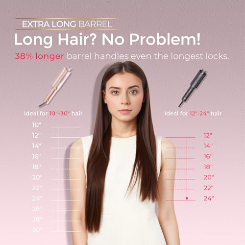 TYMO Upgraded Automatic Rotating Curling Iron - TYMO CurlPro Plus Long Barrel Curling Wand for Long Hair, Ceramic Hair Curler for Women, Anti-Scald, Tangle-Free, 600M Ionic, Dual Voltage,Gold Blush, 1 Inch - Image 3