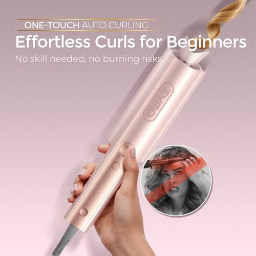 TYMO Upgraded Automatic Rotating Curling Iron - TYMO CurlPro Plus Long Barrel Curling Wand for Long Hair, Ceramic Hair Curler for Women, Anti-Scald, Tangle-Free, 600M Ionic, Dual Voltage,Gold Blush, 1 Inch - Image 2