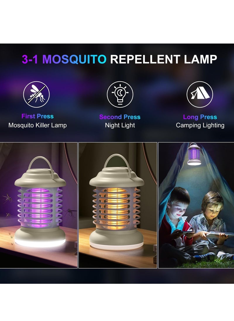 Portable Mosquito Killer Lamp, USB Rechargeable 1200mAh Electric Bug Zapper with Camping Light for Outdoor, Home, Patio, and Camping Use. Effective Fly Killer for Insect Control.