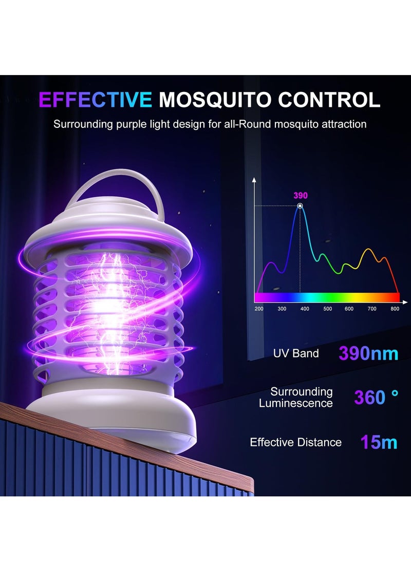 Portable Mosquito Killer Lamp, USB Rechargeable 1200mAh Electric Bug Zapper with Camping Light for Outdoor, Home, Patio, and Camping Use. Effective Fly Killer for Insect Control.