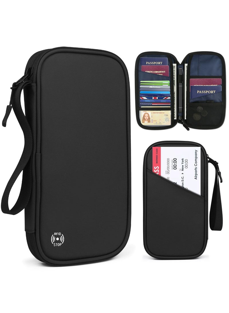 Multiple Passport Holder for Travel Family, RFID Blocking Passport Wallet for Traveling, Waterproof Travel Document Holder Organizer, Travel Essentials Premium Wallets, Black  - Image 1