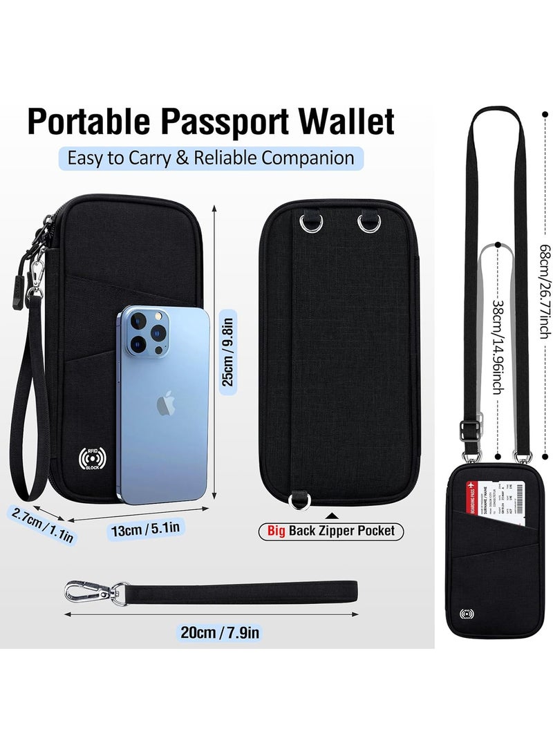 Multiple Passport Holder for Travel Family, RFID Blocking Passport Wallet for Traveling, Waterproof Travel Document Holder Organizer, Travel Essentials Premium Wallets, Black  - Image 5