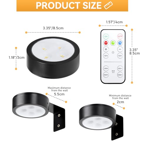 KELUOLY 4-Pack Picture Light Battery Operated with Remote, Led Lights Dimmable and Timer Painting Light, Art Display Light for Picture Frame Artworking Portrait, Home Wall Decor Puck Lights, Black - Image 5