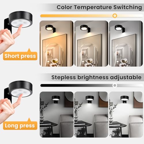 KELUOLY 4-Pack Picture Light Battery Operated with Remote, Led Lights Dimmable and Timer Painting Light, Art Display Light for Picture Frame Artworking Portrait, Home Wall Decor Puck Lights, Black - Image 4