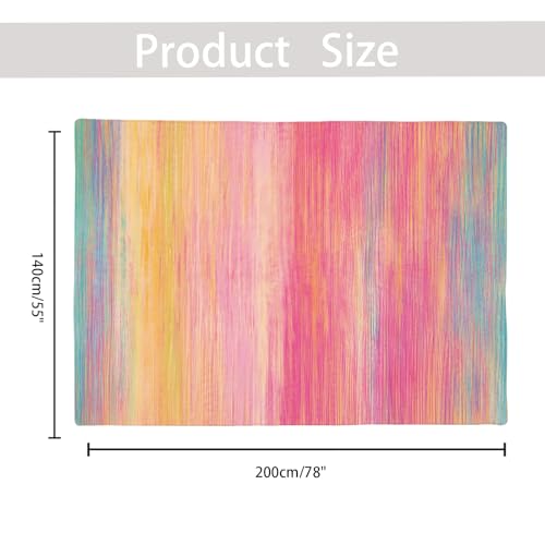 USTIDE Vibrant Rainbow Area Rug 5x7/55"x78" Colorful Stripe Kids Rug Plush Machine Washable Rug for Girls Bedroom Nonslip Kids Carpet for Nursery Soft Playroom Home Decor - Image 2