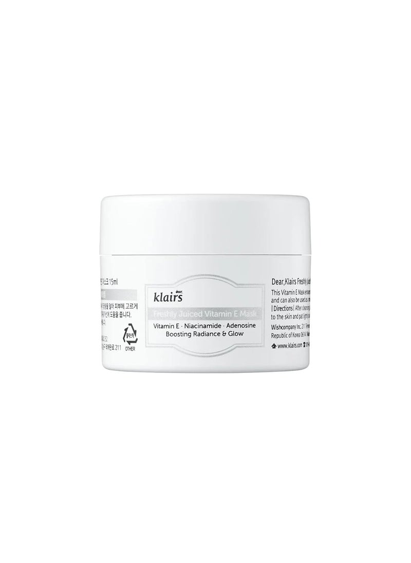 DearKlairs DearKlairs Freshly Juiced Vitamin E Mask Moisturizer Sleeping Mask Boost the Effect Vitamin C Niacinamide Adenosine 05 oz cream clear skin antioxidant serum 