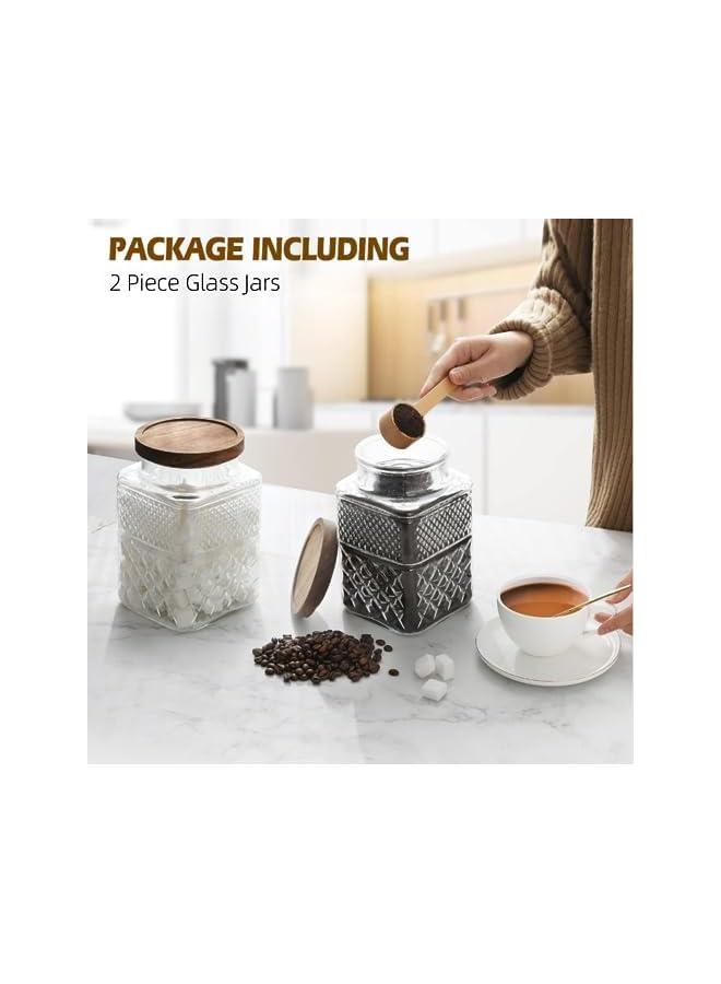 Green Tiger Large Glass Storage Jar, 2Pack 60 FL OZ Glass Food Storage Containers with Bamboo Lid, Kitchen Containers Canisters Decorative Jar for Candy Snack Cookies Coffee Nuts Airtight Glass Jars - Image 5