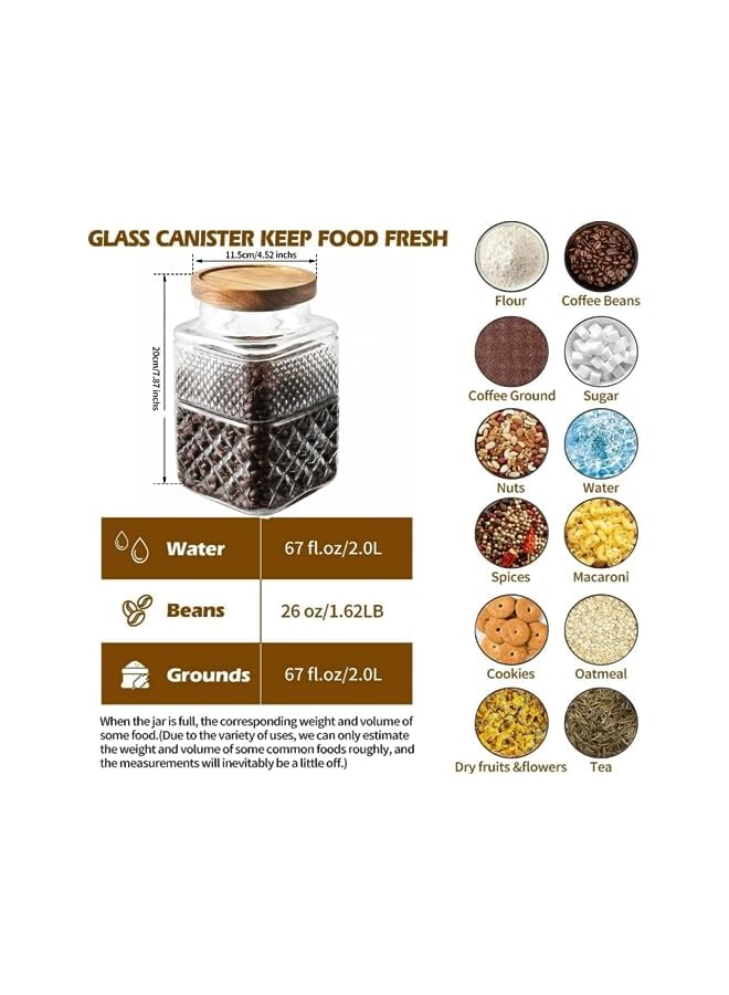 Green Tiger Large Glass Storage Jar, 2Pack 60 FL OZ Glass Food Storage Containers with Bamboo Lid, Kitchen Containers Canisters Decorative Jar for Candy Snack Cookies Coffee Nuts Airtight Glass Jars - Image 4