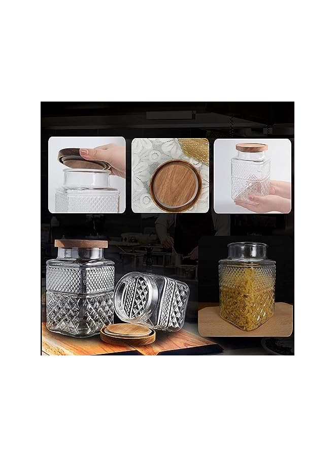 Green Tiger Large Glass Storage Jar, 2Pack 60 FL OZ Glass Food Storage Containers with Bamboo Lid, Kitchen Containers Canisters Decorative Jar for Candy Snack Cookies Coffee Nuts Airtight Glass Jars - Image 2