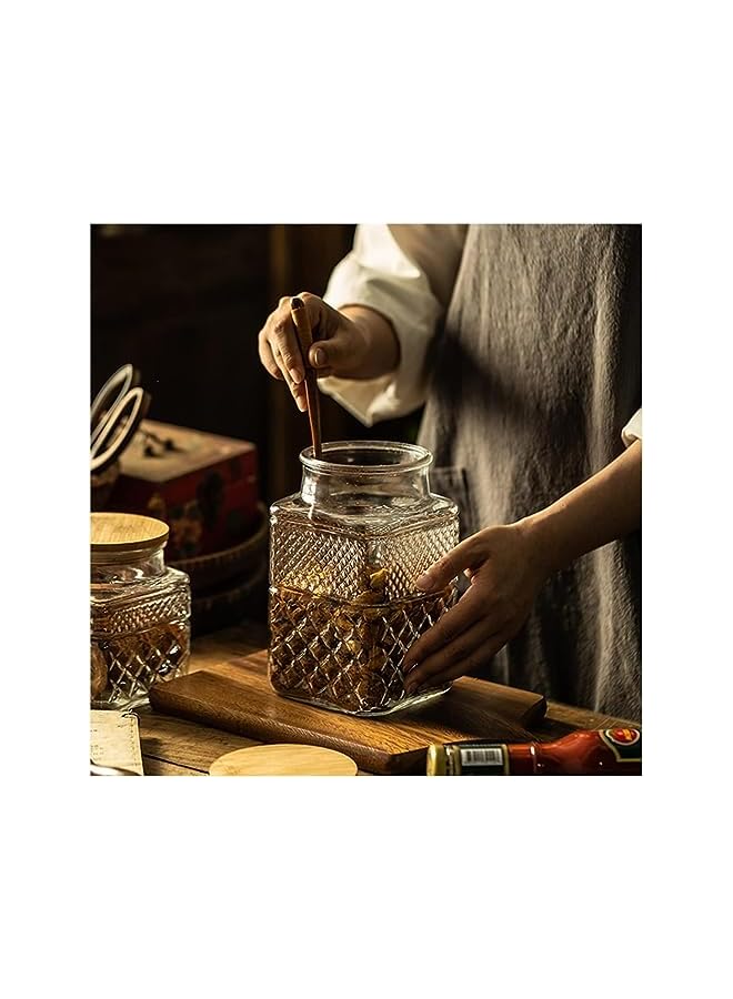 Green Tiger Large Glass Storage Jar, 2Pack 60 FL OZ Glass Food Storage Containers with Bamboo Lid, Kitchen Containers Canisters Decorative Jar for Candy Snack Cookies Coffee Nuts Airtight Glass Jars - Image 3