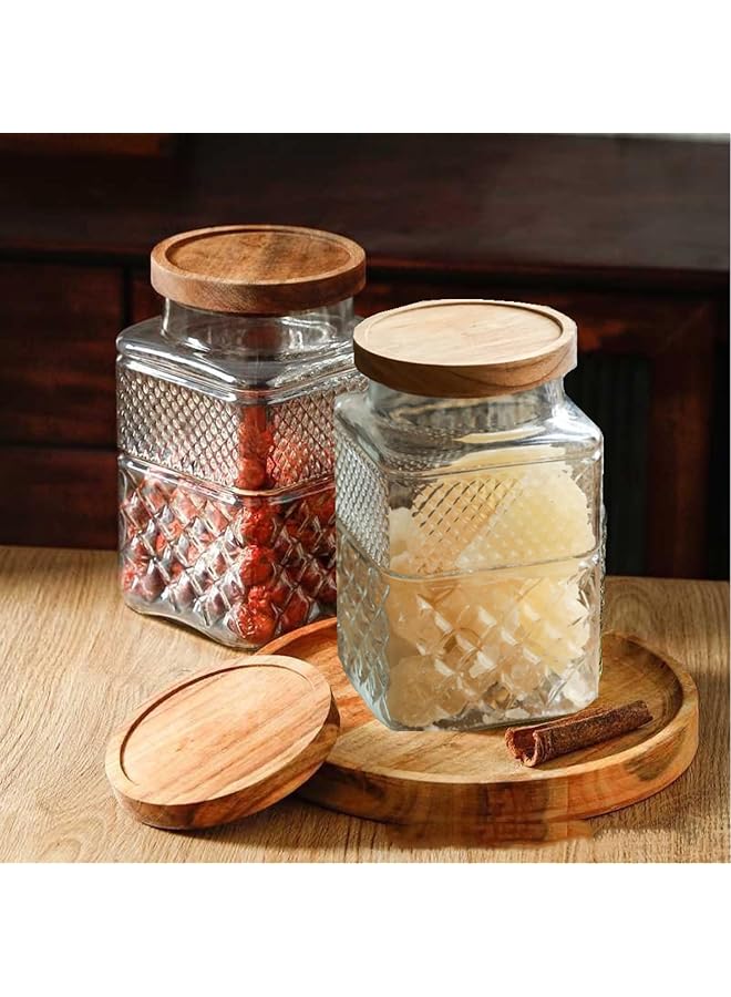 Green Tiger Large Glass Storage Jar, 2Pack 60 FL OZ Glass Food Storage Containers with Bamboo Lid, Kitchen Containers Canisters Decorative Jar for Candy Snack Cookies Coffee Nuts Airtight Glass Jars - Image 1