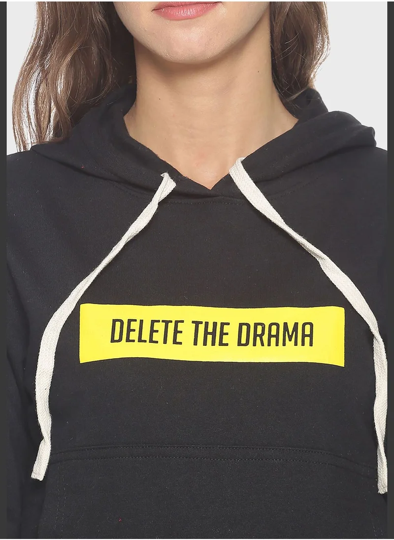 Campus Sutra Front Pocket Printed Hoodie