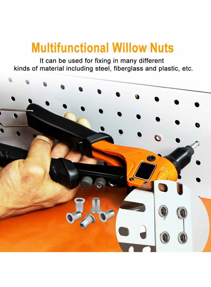 واي آند دي M6 Nut, 50 Pcs Stainless Steel Rivet Flat Head Threaded Insert Nutsert Rivnuts, Fastener Nut Assortment Kit with Internal Threads (Sliver)  - Image 4