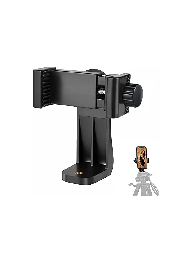 KASTWAVE Phone Tripod Mount Adapter, Universal Tripod Cell Phone Holder, Fits Any Smartphone, 1/4" Standard Screw, Rotating Vertical and Horizontal, Compatible with Selfie Stick, Monopod