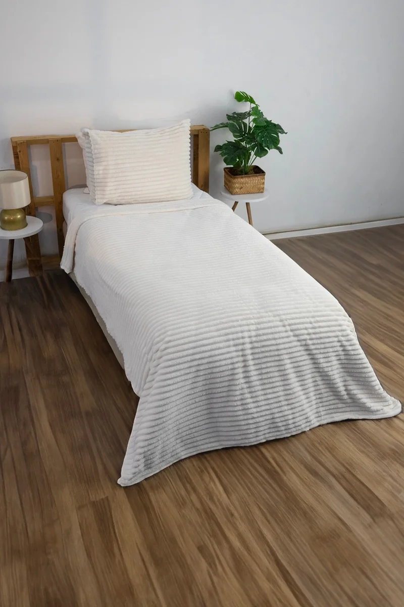 فافورا Linda 2 Piece Single Blanket Set - Ecru