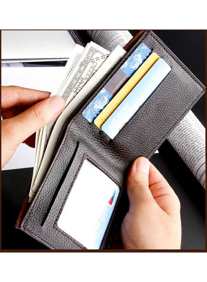 جيب محفظة جيب القصيرة للرجال، مزودة بتقنية حجب RFID - محفظة مدمجة مضادة للسرقة، ثنائية الطي، مزودة بفتحات بطاقات متعددة، ونافذة لبطاقة الهوية، مصنوعة من مزيج القطن، وحامل بطاقات رفيع غير رسمي - Image 3