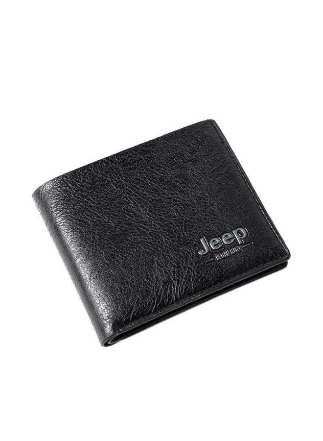 جيب محفظة جيب القصيرة للرجال، مزودة بتقنية حجب RFID - محفظة مدمجة مضادة للسرقة، ثنائية الطي، مزودة بفتحات بطاقات متعددة، ونافذة لبطاقة الهوية، مصنوعة من مزيج القطن، وحامل بطاقات رفيع غير رسمي - Image 1