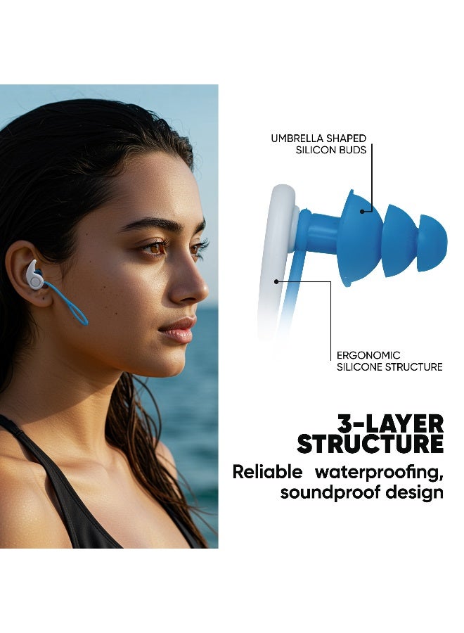 SOLPRO Sonic Block Swimming Ear Plugs and Nose Clip Set (Light Blue) - Image 2