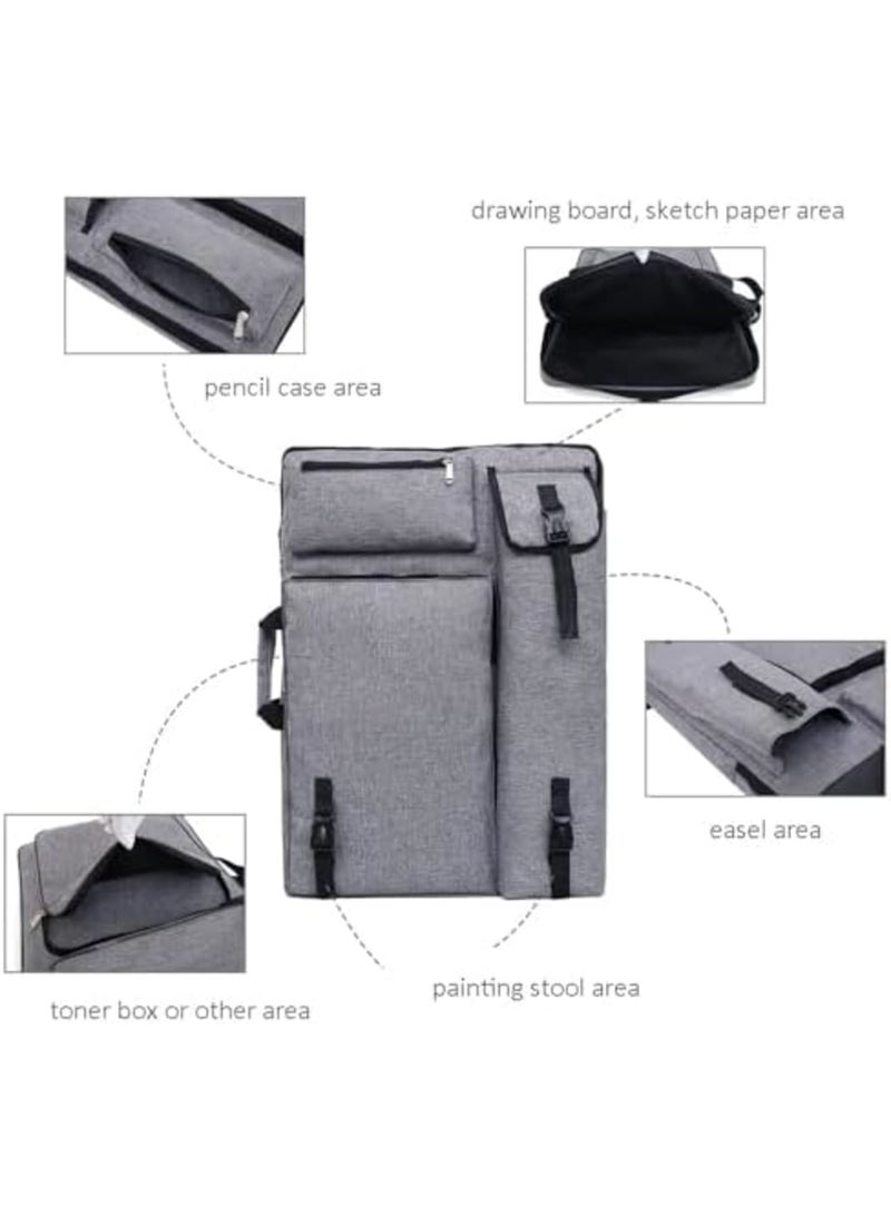 SYOSI Art Portfolio Case Bag, Art Canvas Portfolio Case with Shoulder Strap & Handle, Light Weight Artists Carry Bag for Artwork, Poster, Sketching, And Drawing, 18.5 X 25.5in, Grey - Image 5