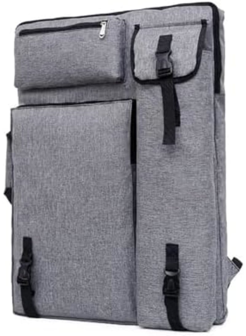 SYOSI Art Portfolio Case Bag, Art Canvas Portfolio Case with Shoulder Strap & Handle, Light Weight Artists Carry Bag for Artwork, Poster, Sketching, And Drawing, 18.5 X 25.5in, Grey - Image 1