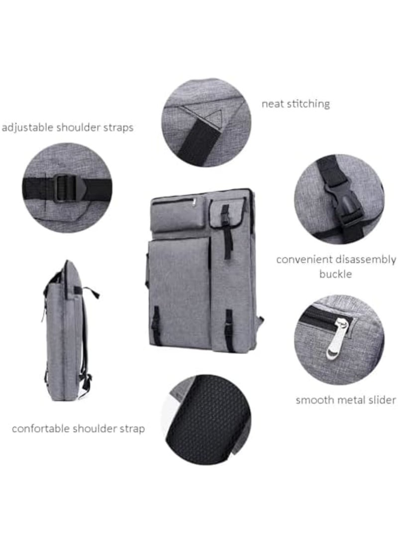 SYOSI Art Portfolio Case Bag, Art Canvas Portfolio Case with Shoulder Strap & Handle, Light Weight Artists Carry Bag for Artwork, Poster, Sketching, And Drawing, 18.5 X 25.5in, Grey - Image 4