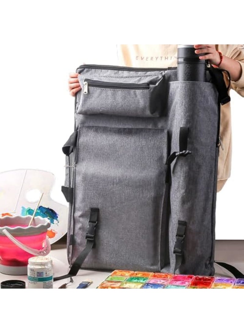 SYOSI Art Portfolio Case Bag, Art Canvas Portfolio Case with Shoulder Strap & Handle, Light Weight Artists Carry Bag for Artwork, Poster, Sketching, And Drawing, 18.5 X 25.5in, Grey - Image 2