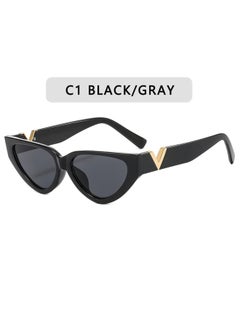 Vintage Cat Eye Sunglasses Women 2023 Fashion Luxury V Brand Designer Sun Glasses Female Eyewear UV400 gafas de sol mujer-Lenses Color:BlackGray