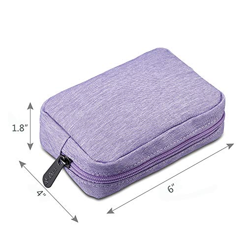 E-Tree Small Makeup Bag, Cosmetic Toiletry Skin Care Make up Little Items Pouch for Purse, Zipper Mini Tech Charger Cable Electronic Organizer Case, Travel Accessories for Women Men Teen, Purple - Image 2
