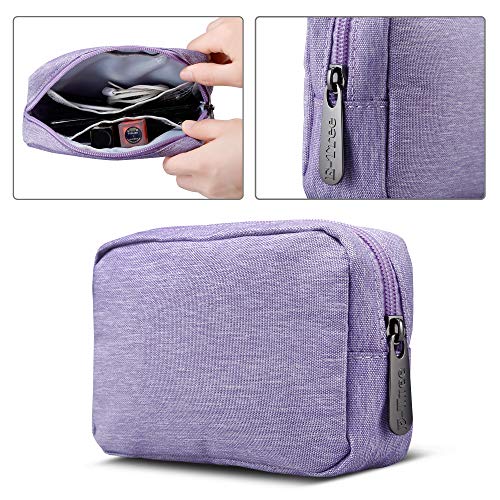 E-Tree Small Makeup Bag, Cosmetic Toiletry Skin Care Make up Little Items Pouch for Purse, Zipper Mini Tech Charger Cable Electronic Organizer Case, Travel Accessories for Women Men Teen, Purple - Image 5