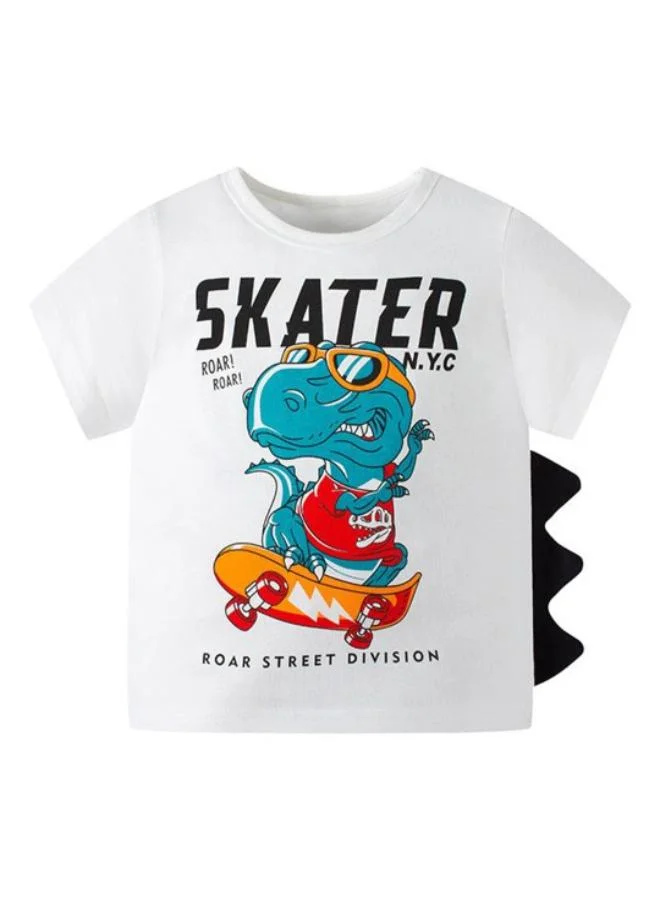 YUNIQEE White Printed Short Sleeve Crew Neck T-Shirt