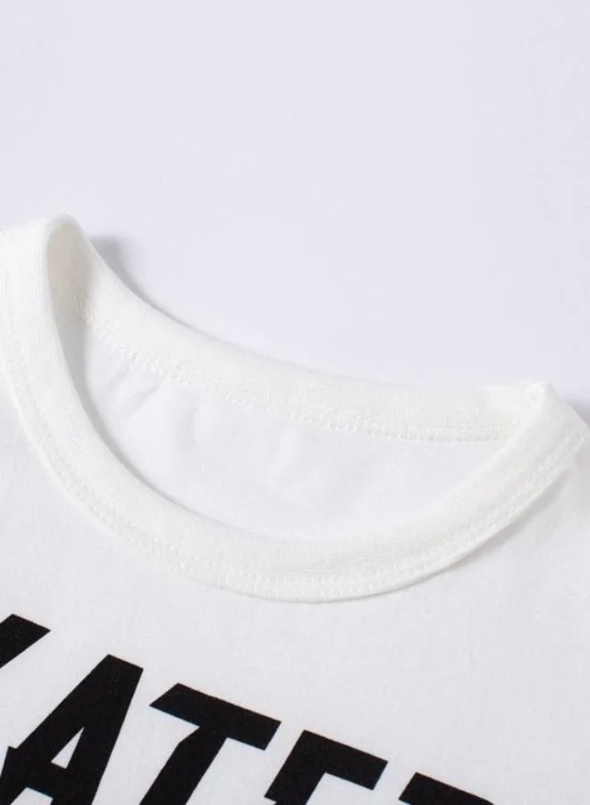 YUNIQEE White Printed Short Sleeve Crew Neck T-Shirt