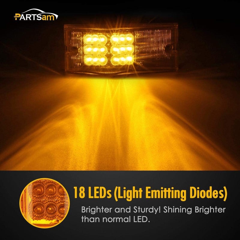 Partsam 2Pcs 6 Inch Amber 18LED Side Marker Clearance Lights with Reflector, Turn Signal Light, Runing Lights for Trailer Trucks RV Camper Motorhome, Waterproof, Surface Mount, 12V - Image 3