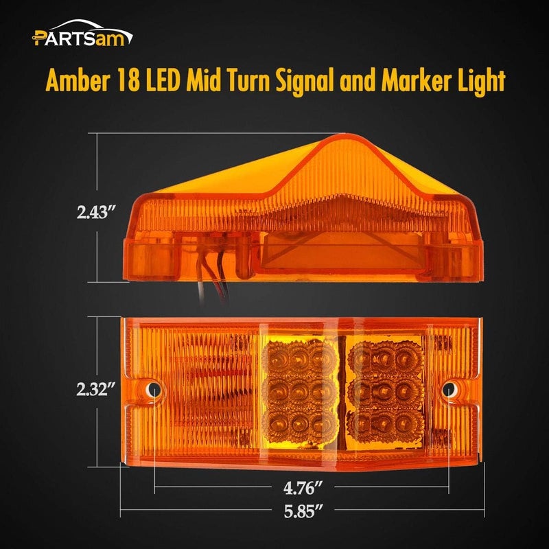 Partsam 2Pcs 6 Inch Amber 18LED Side Marker Clearance Lights with Reflector, Turn Signal Light, Runing Lights for Trailer Trucks RV Camper Motorhome, Waterproof, Surface Mount, 12V - Image 4