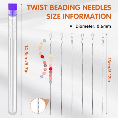 UOOU 6 Pcs Beading Needles, Collapsible Big Eye Bead Needles, Beading Supplies 2 Sizes Twisted Beading Needles for Seed Beads Jewelry Making - Image 2