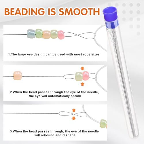 UOOU 6 Pcs Beading Needles, Collapsible Big Eye Bead Needles, Beading Supplies 2 Sizes Twisted Beading Needles for Seed Beads Jewelry Making - Image 4