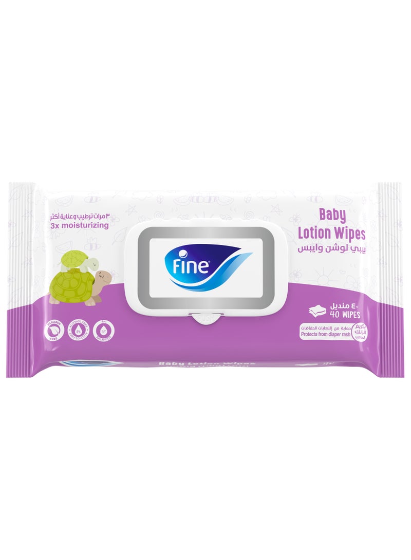 Fine Baby Baby Lotion Wipes 40 Count  - Image 1