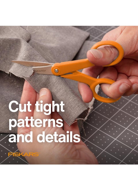 Fiskars Premier No. 5 Micro-Tip Orange-Handled Fabric Scissors - Double Loop Handle - Sewing and Craft Scissors - Orange