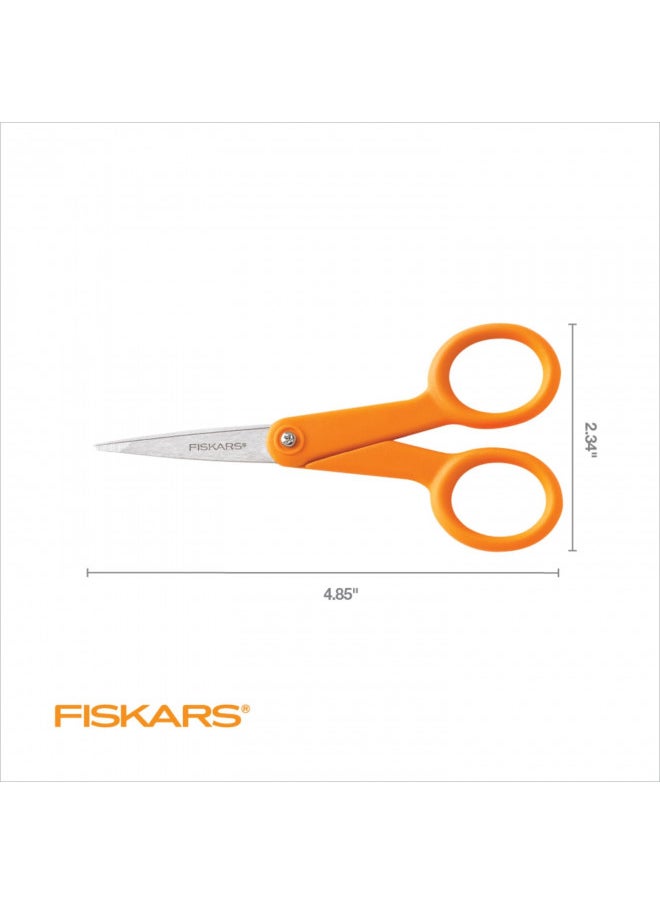 Fiskars Premier No. 5 Micro-Tip Orange-Handled Fabric Scissors - Double Loop Handle - Sewing and Craft Scissors - Orange