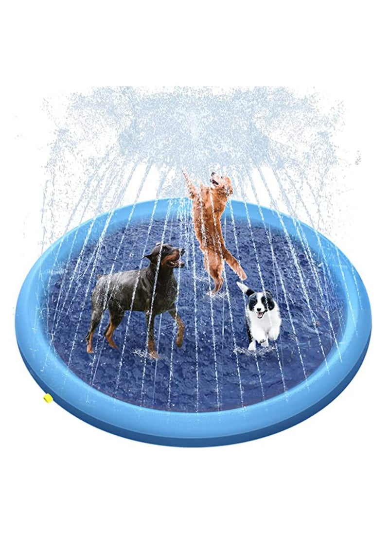 KASTWAVE - Splash Sprinkler Pad for Dogs Kids Anti-Slip Thickened Dog Pool Durable Upgrade Bath Pool Pet Summer Outdoor Water Toys Backyard Fountain Play Mat for Pet Dogs and Kiddie (150CM) - Image 1