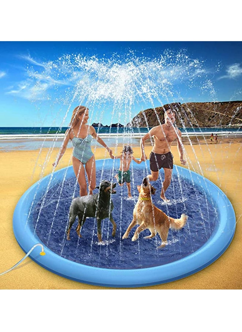 KASTWAVE - Splash Sprinkler Pad for Dogs Kids Anti-Slip Thickened Dog Pool Durable Upgrade Bath Pool Pet Summer Outdoor Water Toys Backyard Fountain Play Mat for Pet Dogs and Kiddie (150CM) - Image 1
