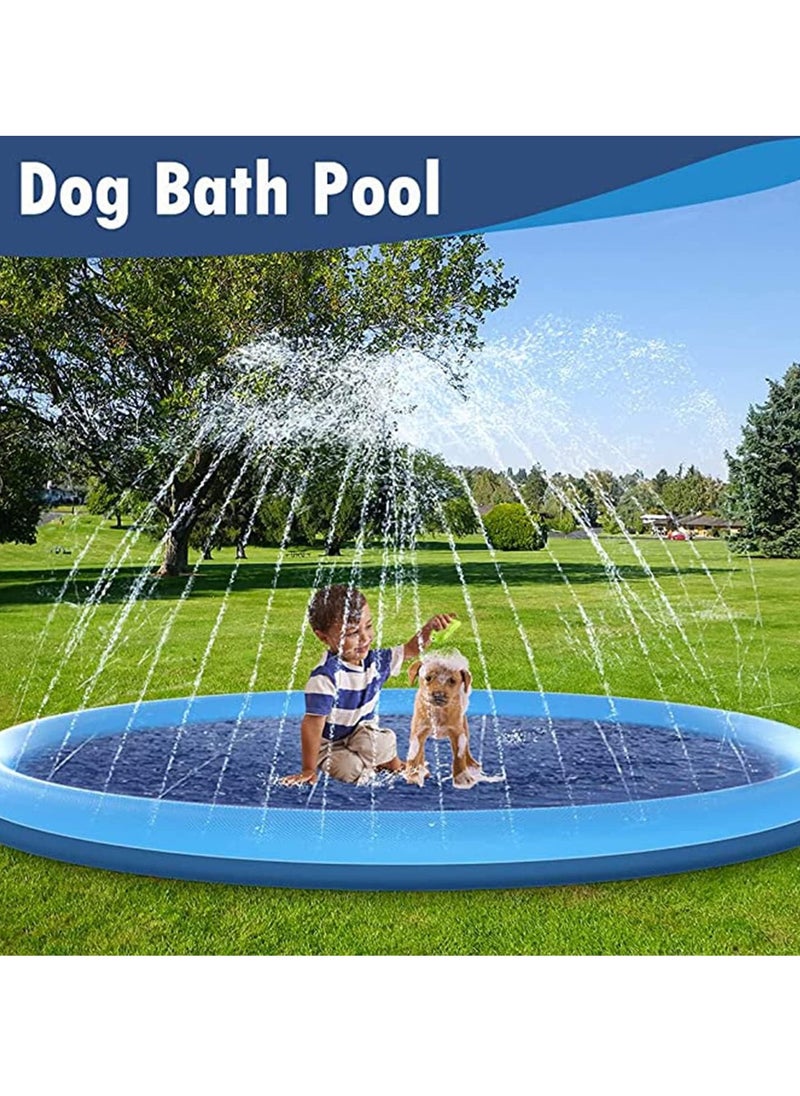 KASTWAVE - Splash Sprinkler Pad for Dogs Kids Anti-Slip Thickened Dog Pool Durable Upgrade Bath Pool Pet Summer Outdoor Water Toys Backyard Fountain Play Mat for Pet Dogs and Kiddie (150CM) - Image 1