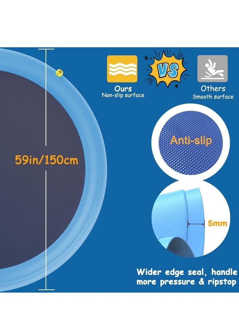 KASTWAVE - Splash Sprinkler Pad for Dogs Kids Anti-Slip Thickened Dog Pool Durable Upgrade Bath Pool Pet Summer Outdoor Water Toys Backyard Fountain Play Mat for Pet Dogs and Kiddie (150CM) - Image 1